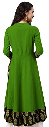 Yash Gallery Women's Cotton Slub Sequin Work Angrakha Kurta for Women