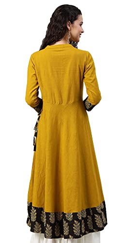 Yash Gallery Women's Cotton Slub Sequin Work Angrakha Kurta for Women