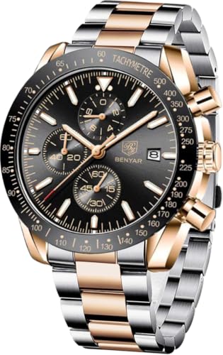 BENYAR Luxury Business Casual Party-Wear Silicone Chronograph Date Display Watch for Men