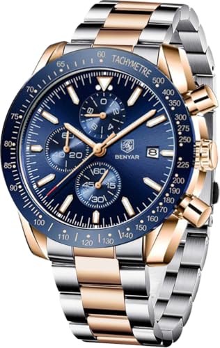 BENYAR Luxury Business Casual Party-Wear Silicone Chronograph Date Display Watch for Men