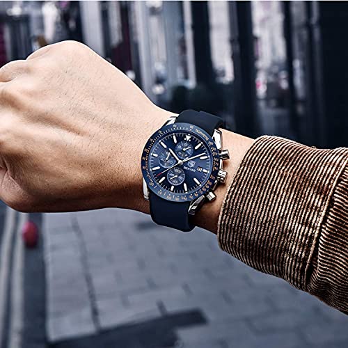 BENYAR Luxury Business Casual Party-Wear Silicone Chronograph Date Display Watch for Men