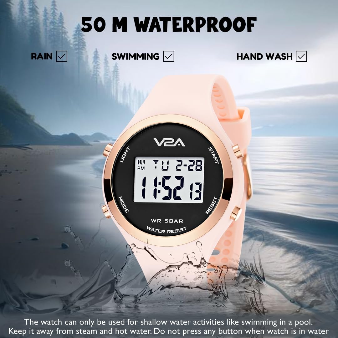 V2A Analog Digital Waterproof Fashion Sports Watch with Backlight Alarm Stopwatch for Women and Girls