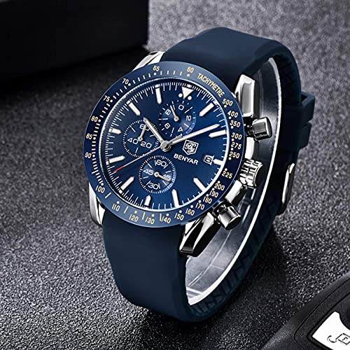 BENYAR Luxury Business Casual Party-Wear Silicone Chronograph Date Display Watch for Men