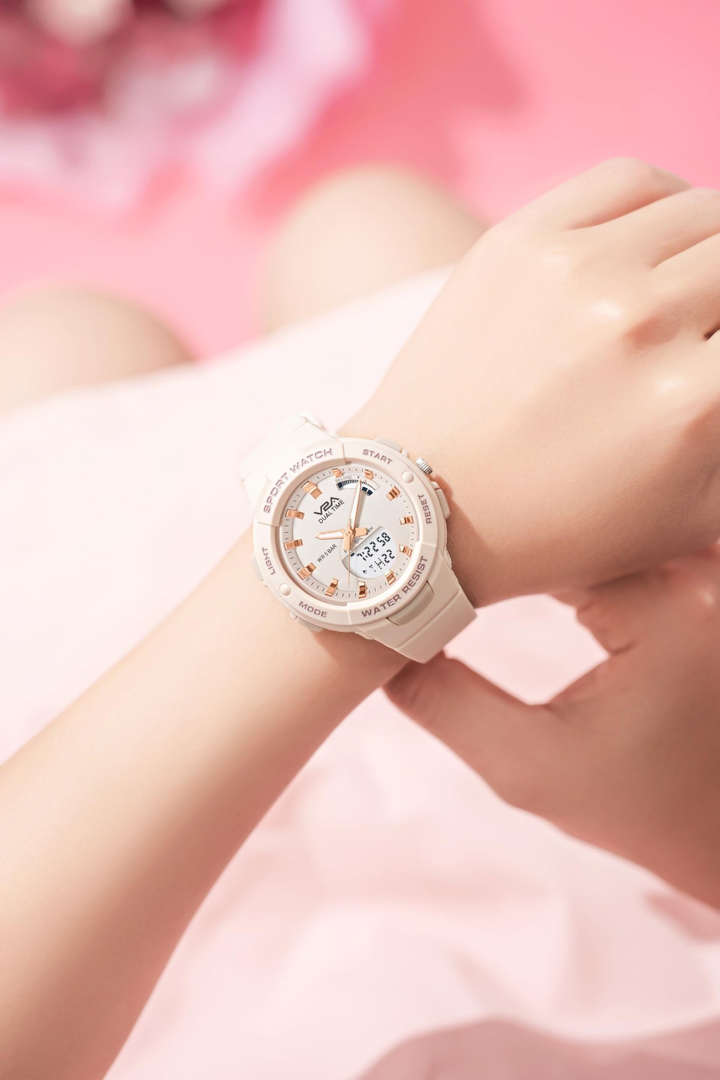 V2A Analog Digital Waterproof Fashion Sports Watch with Backlight Alarm Stopwatch for Women and Girls