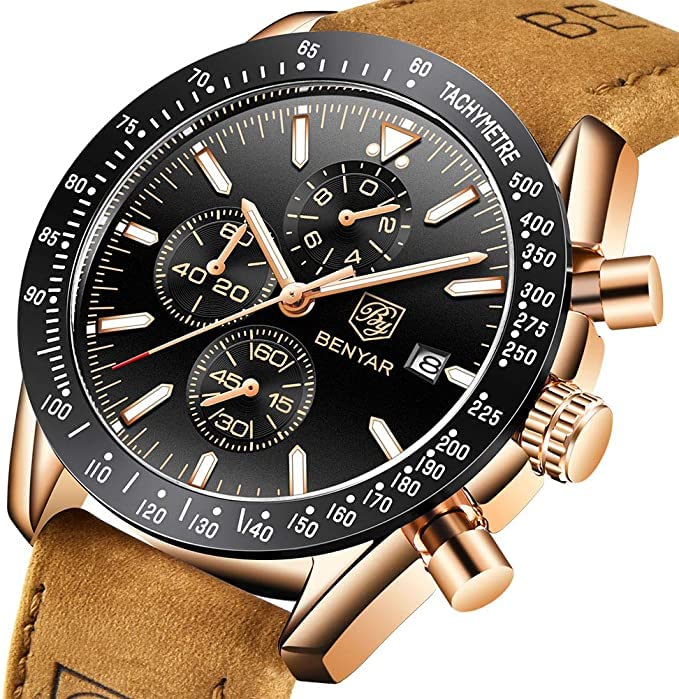BENYAR Luxury Business Casual Party-Wear Silicone Chronograph Date Display Watch for Men