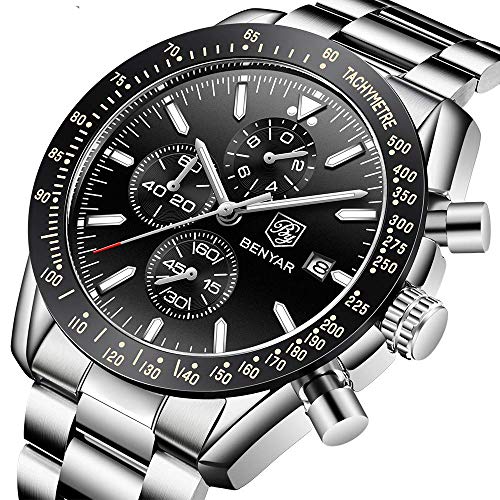 BENYAR Luxury Business Casual Party-Wear Silicone Chronograph Date Display Watch for Men