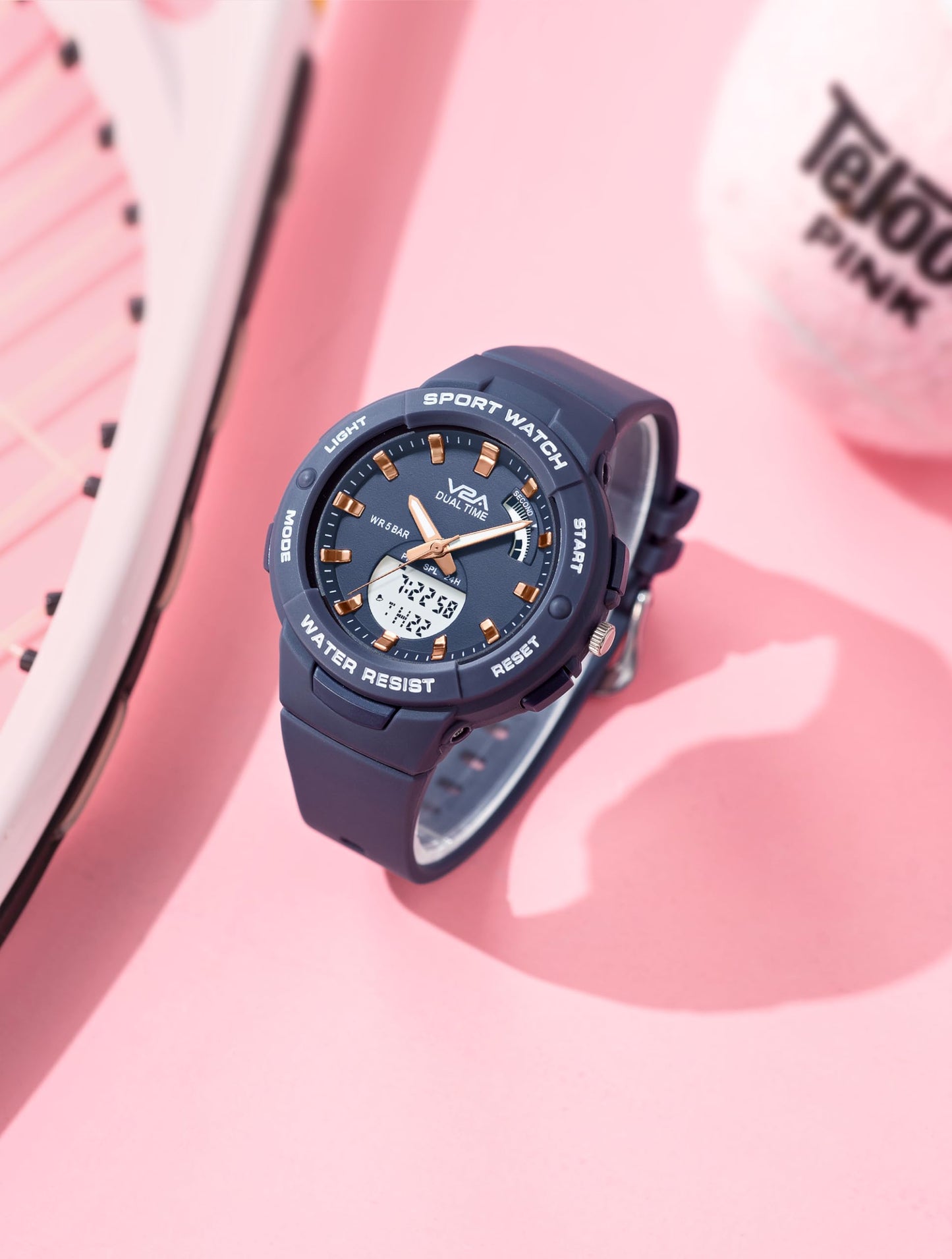 V2A Analog Digital Waterproof Fashion Sports Watch with Backlight Alarm Stopwatch for Women and Girls