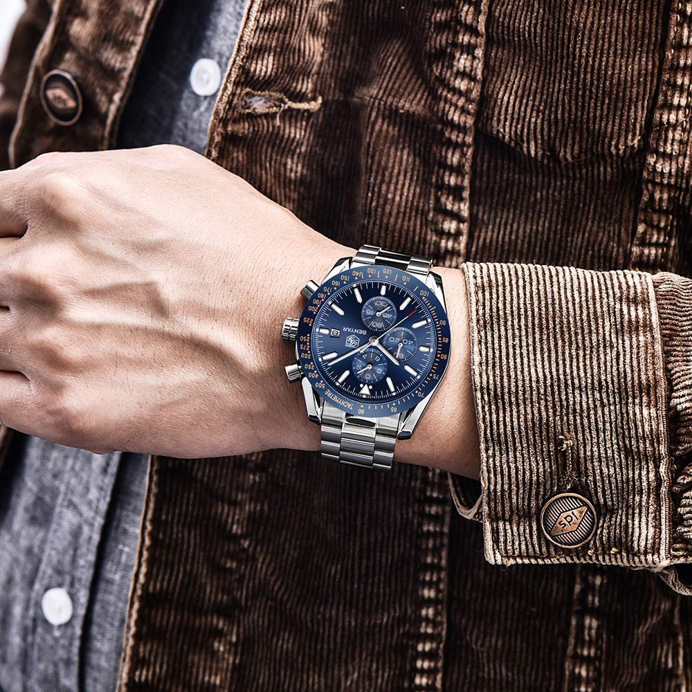 BENYAR Luxury Business Casual Party-Wear Silicone Chronograph Date Display Watch for Men