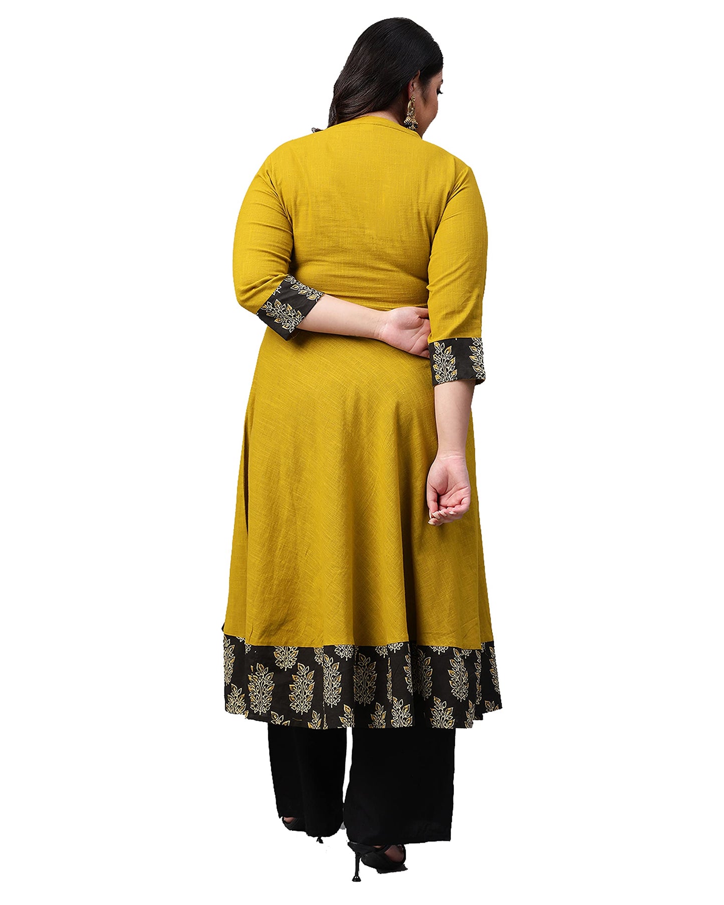 Yash Gallery Women's Cotton Slub Sequin Work Angrakha Kurta for Women
