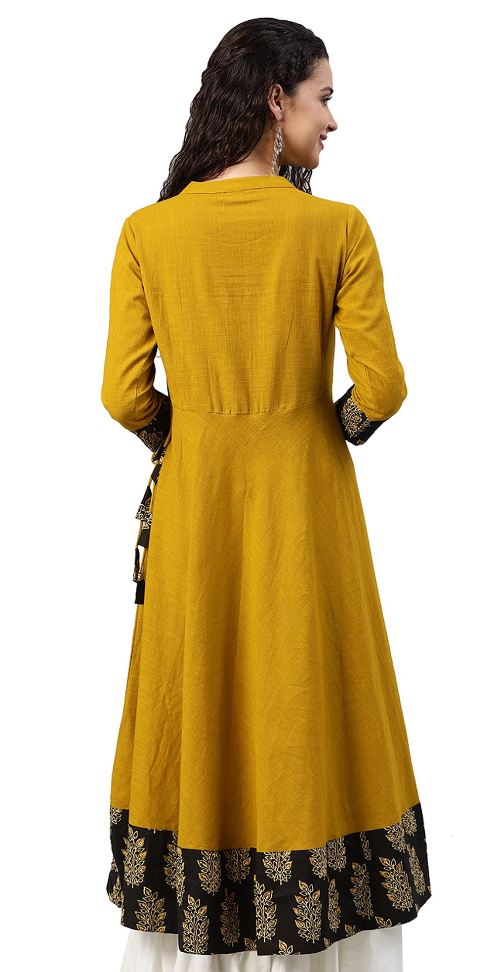 Yash Gallery Women's Cotton Slub Sequin Work Angrakha Kurta for Women