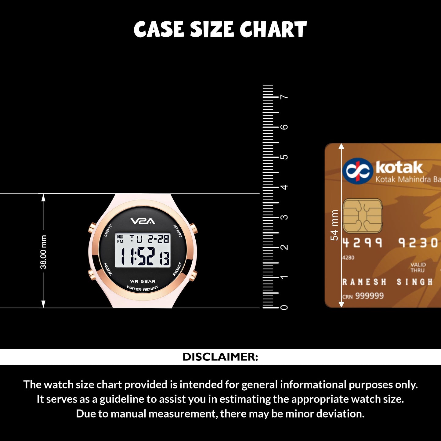 V2A Analog Digital Waterproof Fashion Sports Watch with Backlight Alarm Stopwatch for Women and Girls