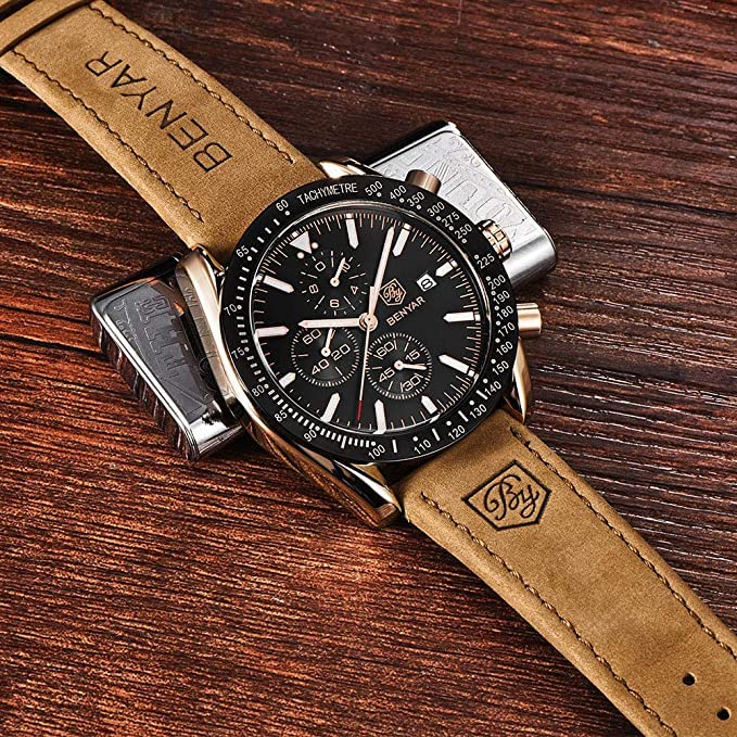 BENYAR Luxury Business Casual Party-Wear Silicone Chronograph Date Display Watch for Men