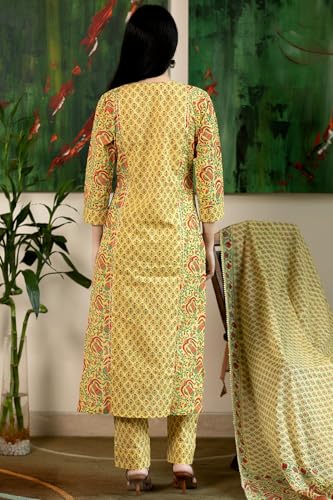 GoSriKi Women's Rayon Viscose Printed Straight Kurta with Pant & Dupatta
