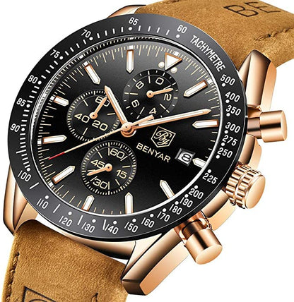 BENYAR Luxury Business Casual Party-Wear Silicone Chronograph Date Display Watch for Men
