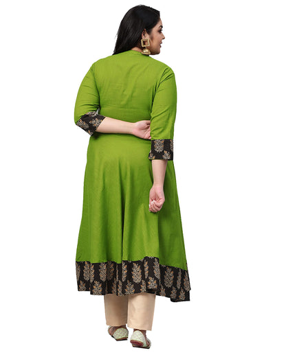Yash Gallery Women's Cotton Slub Sequin Work Angrakha Kurta for Women