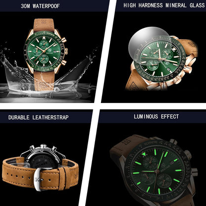 BENYAR Luxury Business Casual Party-Wear Silicone Chronograph Date Display Watch for Men