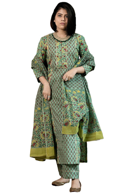 GoSriKi Women's Rayon Viscose Printed Straight Kurta with Pant & Dupatta