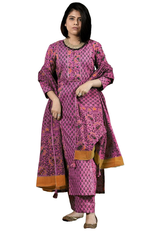 GoSriKi Women's Rayon Viscose Printed Straight Kurta with Pant & Dupatta