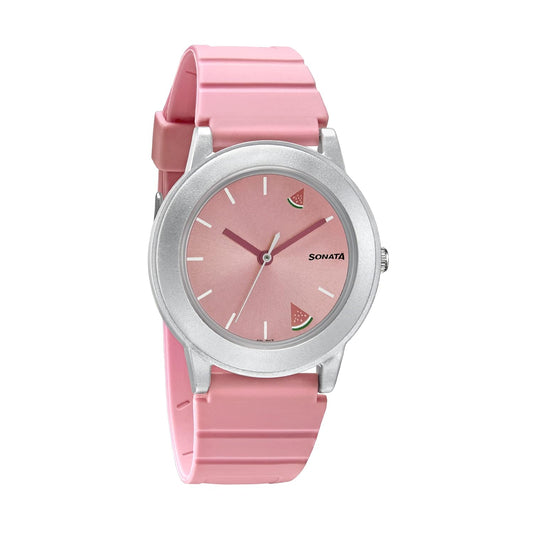 Sonata Play Pink Dial Women Watch with Plastic Strap-NS8992PP10W/NT8992PP10W