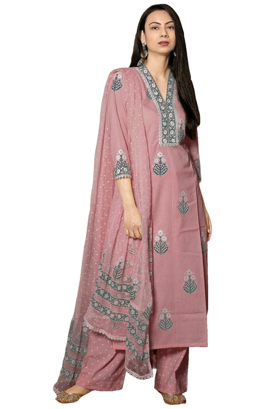 GoSriKi Women's Rayon Viscose Printed Straight Kurta with Pant & Dupatta