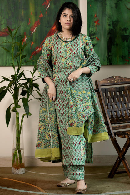 GoSriKi Women's Rayon Viscose Printed Straight Kurta with Pant & Dupatta