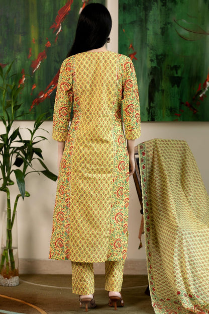 GoSriKi Women's Rayon Viscose Printed Straight Kurta with Pant & Dupatta